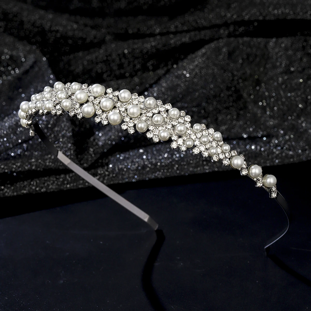 Silver Pearl Rhinestone Crown Fashionable Daily Hair Bands Party Birthday Classic Headdress Accessories Bridesmaid Gifts