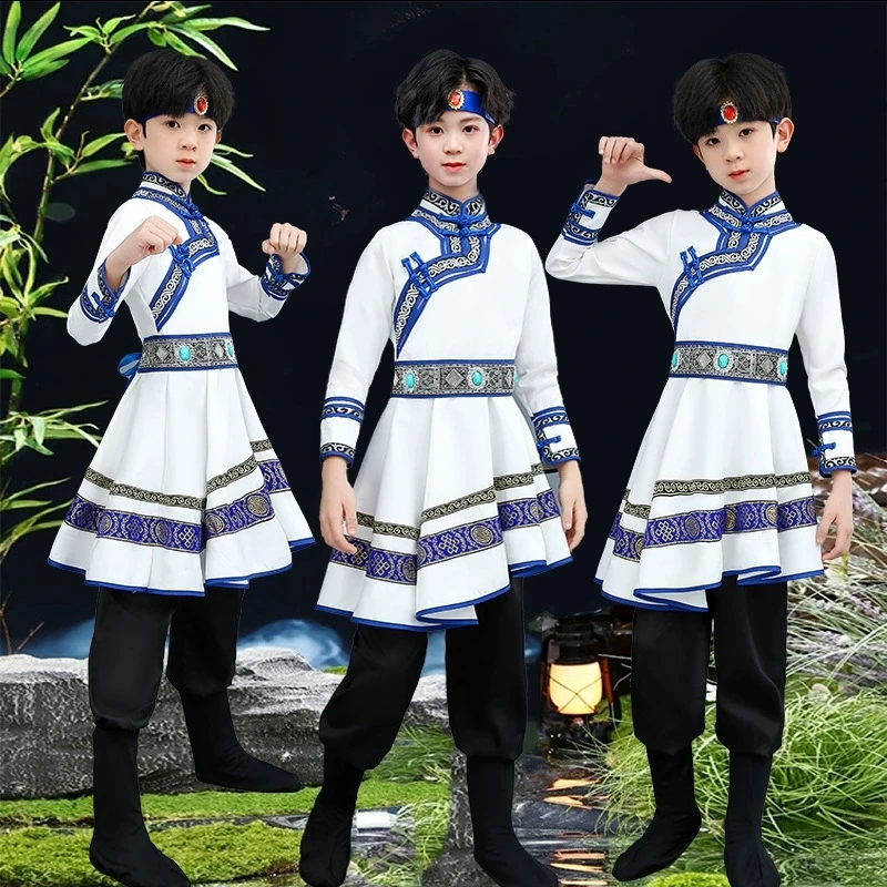 479Детские монгольские танцевальные костюмы для мужчин и женщин, костюмы для экзамена по этническом меньшинству