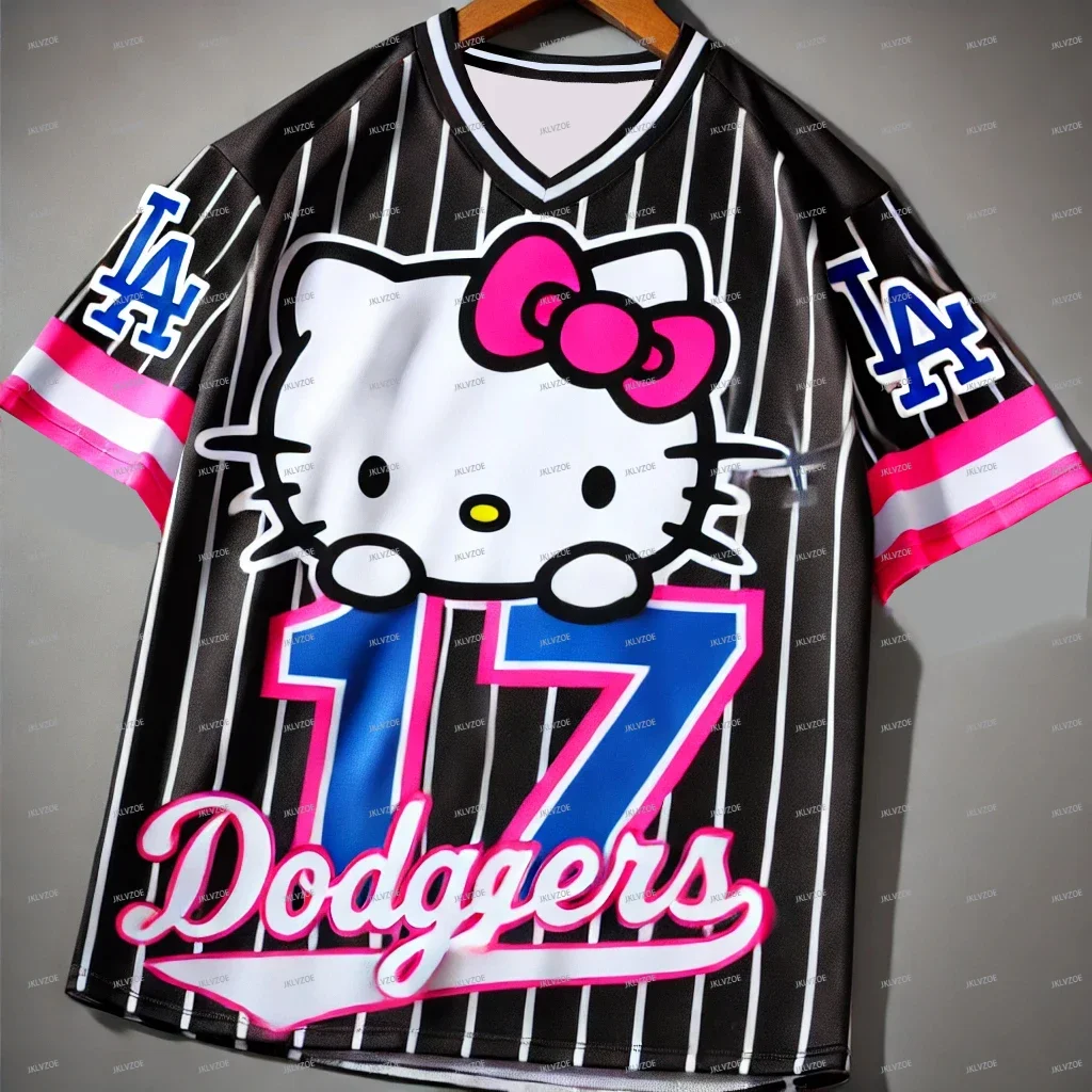 

Sanrio Hello Kitty семейная корзина футболка с короткими рукавами летняя детская повседневная футболка с милым принтом из джерси No 17