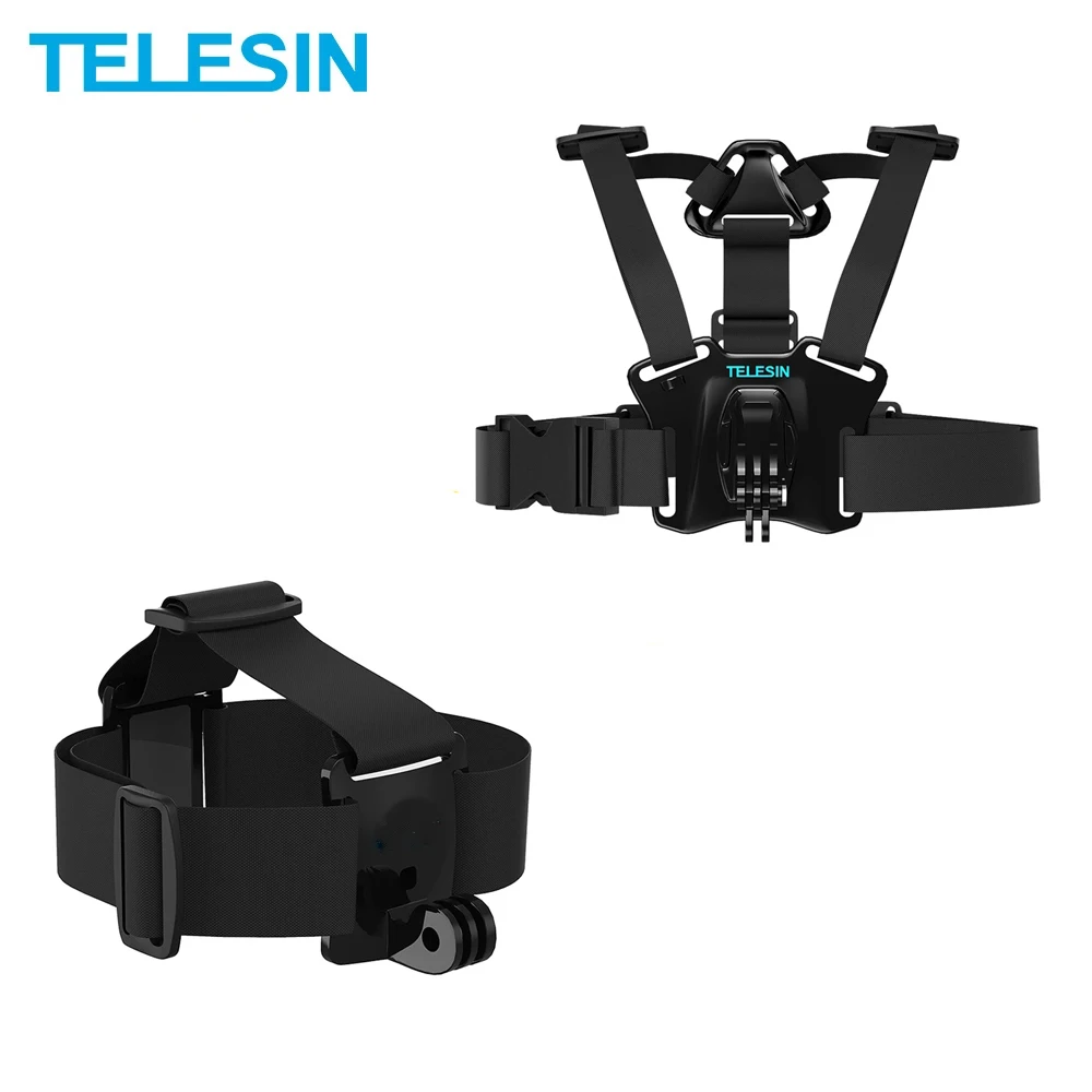 TELESIN Chest Strap Mount Head Belt Adjustable Headband Harness for Gopro 13 12 11 10 DJI Action 3 4 5 Insta360 Ace Pro Camera