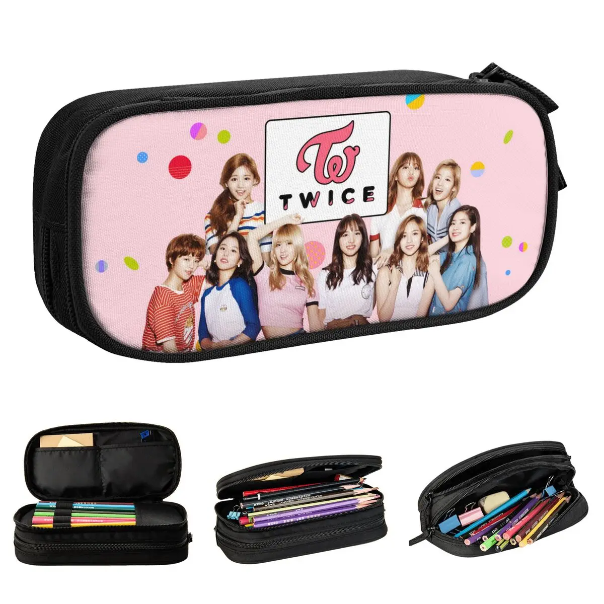 bonito k pop twice idol pencil case pen box para estudantes grande capacidade bolsa papelaria bolsa presente da escola 01