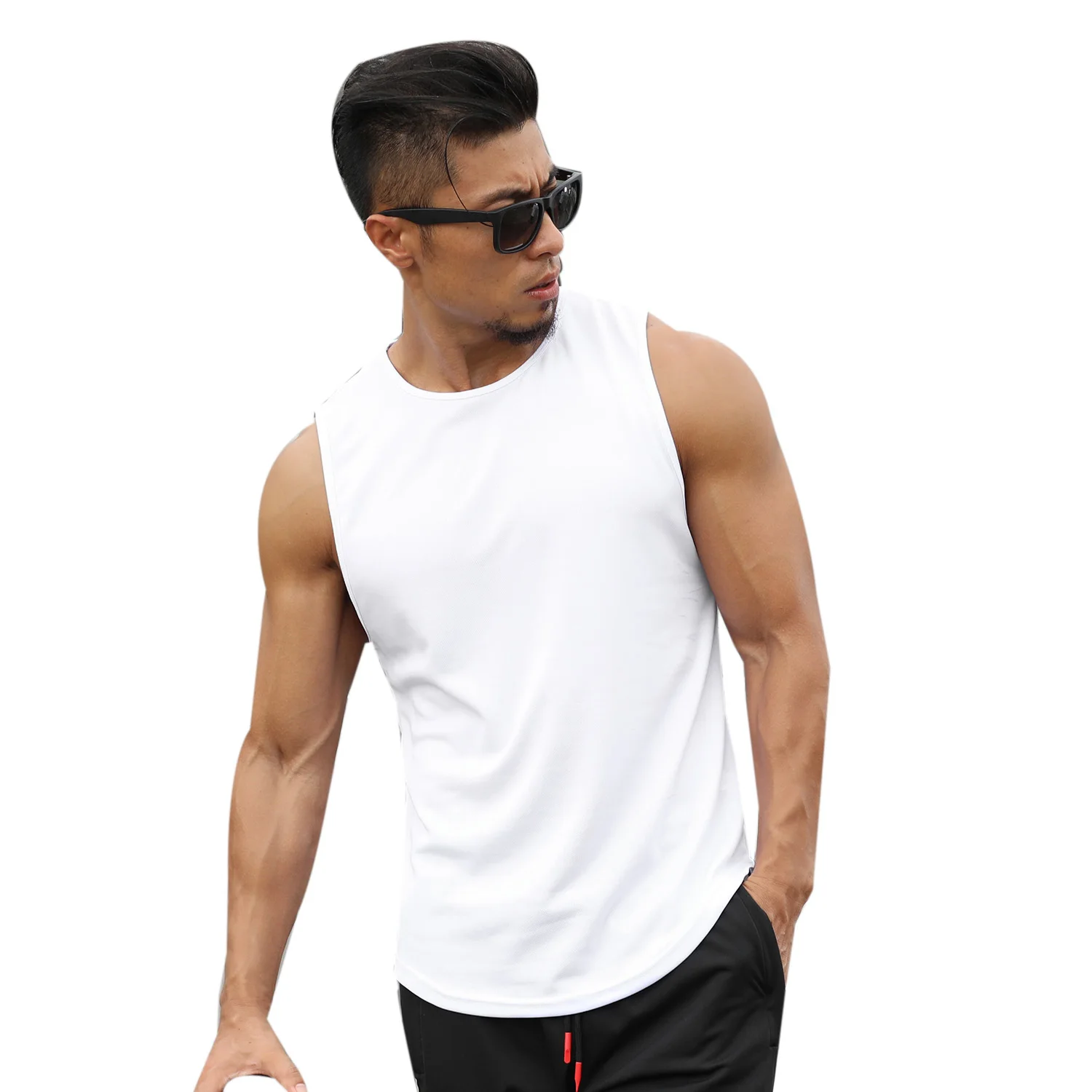 

Marathon Quick-Drying Sports Vest Men's Sleeveless Running Training Basketball Loose Fitness Vest White