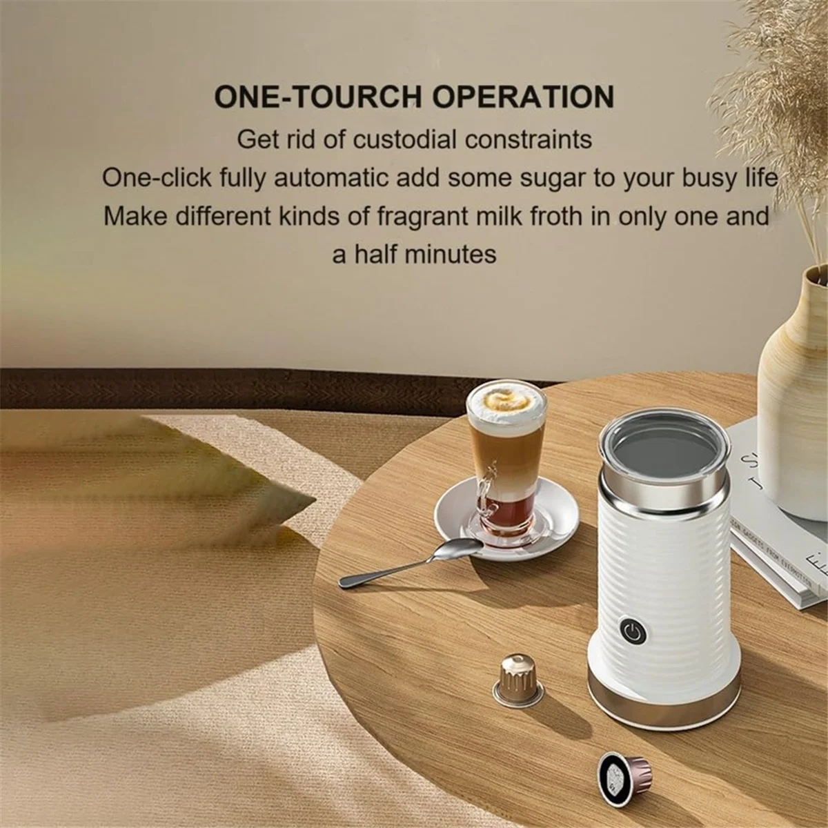 Milk Frother,Electric Milk Frother,Fully Automatic Milk Frother,Automatic Milk Frother for Hot & Cold Froth US Plug GSY