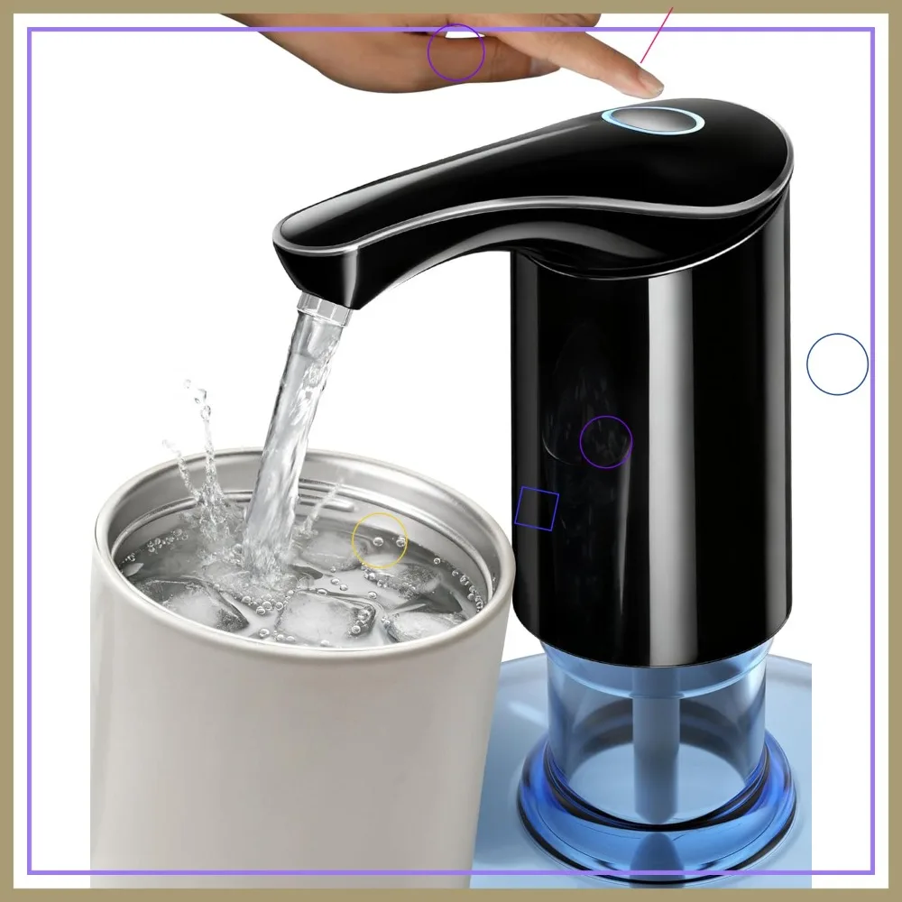 

Rechargeable USB-C Water Pump for 5 Gallon Bottles, Portable Silent Dispenser for Camping Home Office