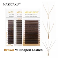 MASSCAKU nuevas extensiones de pestañas en forma de W marrón 3D/4D/5D 8-15mm de longitud mixta tejidas a mano ventiladores de volumen prefabricados Cilios para herramientas de maquillaje