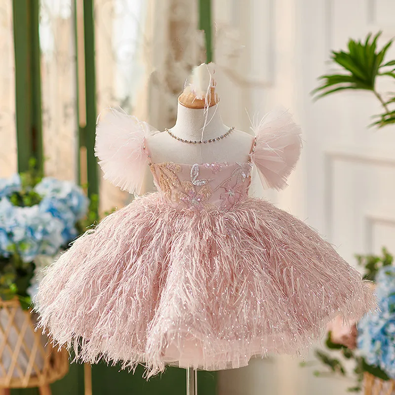 2025 New Children Elegant Evening Princess Ball Gown Gilrs Cute Birthday Wedding Party Performances Dress y1456