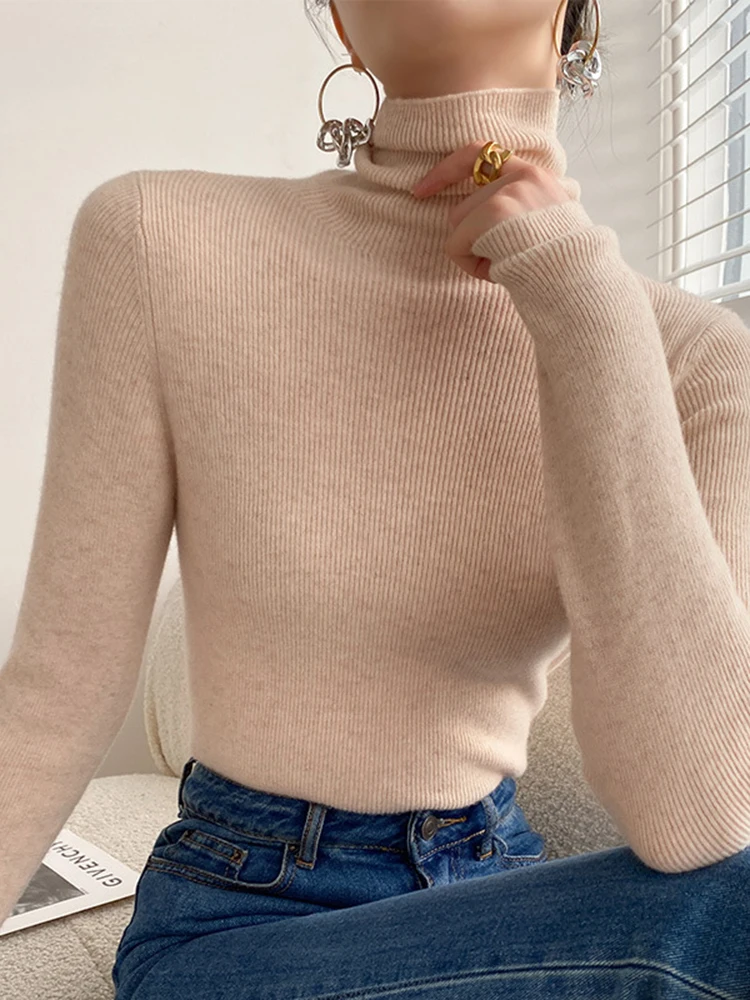 LANMREM Fashion Turtleneck Sweaters For Women Long Sleeves Minimalism Pullover Sweaters Versatile 2024 Autumn New 2Z2902