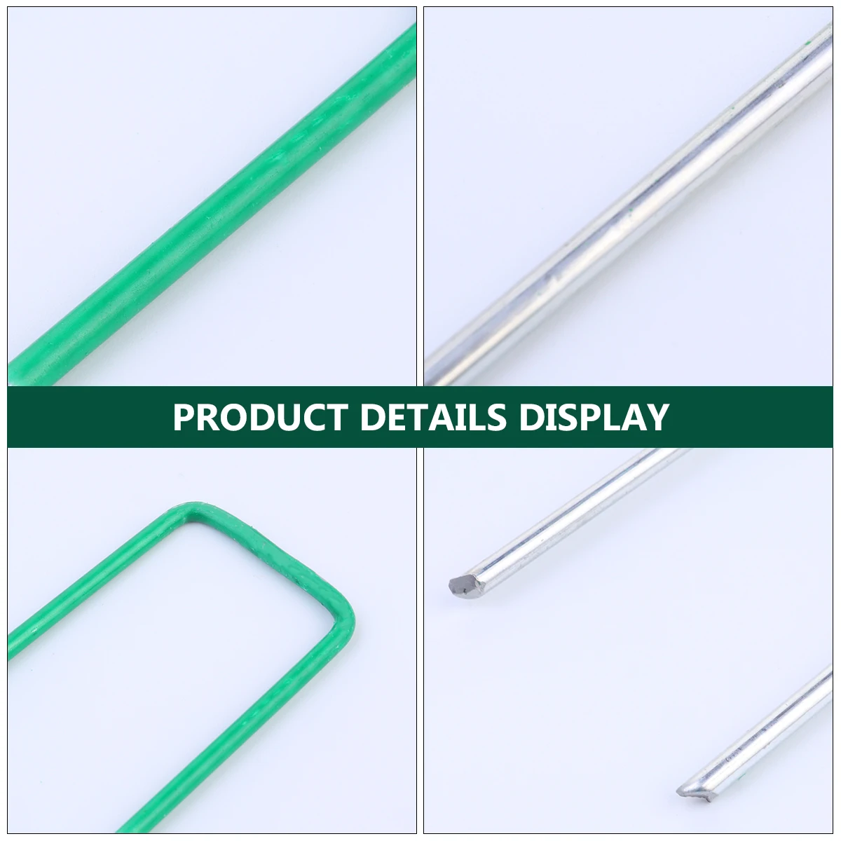 

60pcs Green Painted Garden Stakes Galvanized Rust Resistant Ground Anchors Durable Beveled For Lawn Fixing