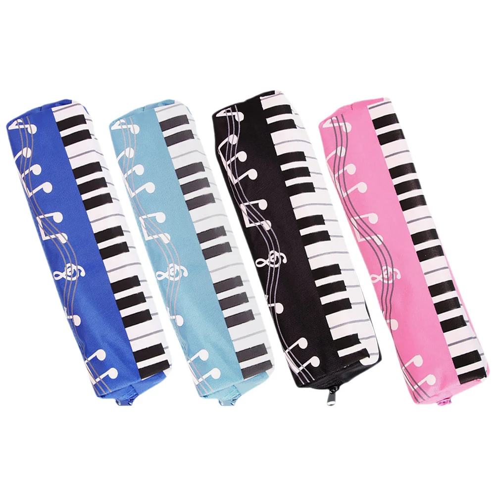 4 قطعة مقلمة نمط البيانو الحقيبة قلم رصاص خاص للطلاب الموسيقى ملاحظة القلم حقيبة المحمولة سستة التخزين