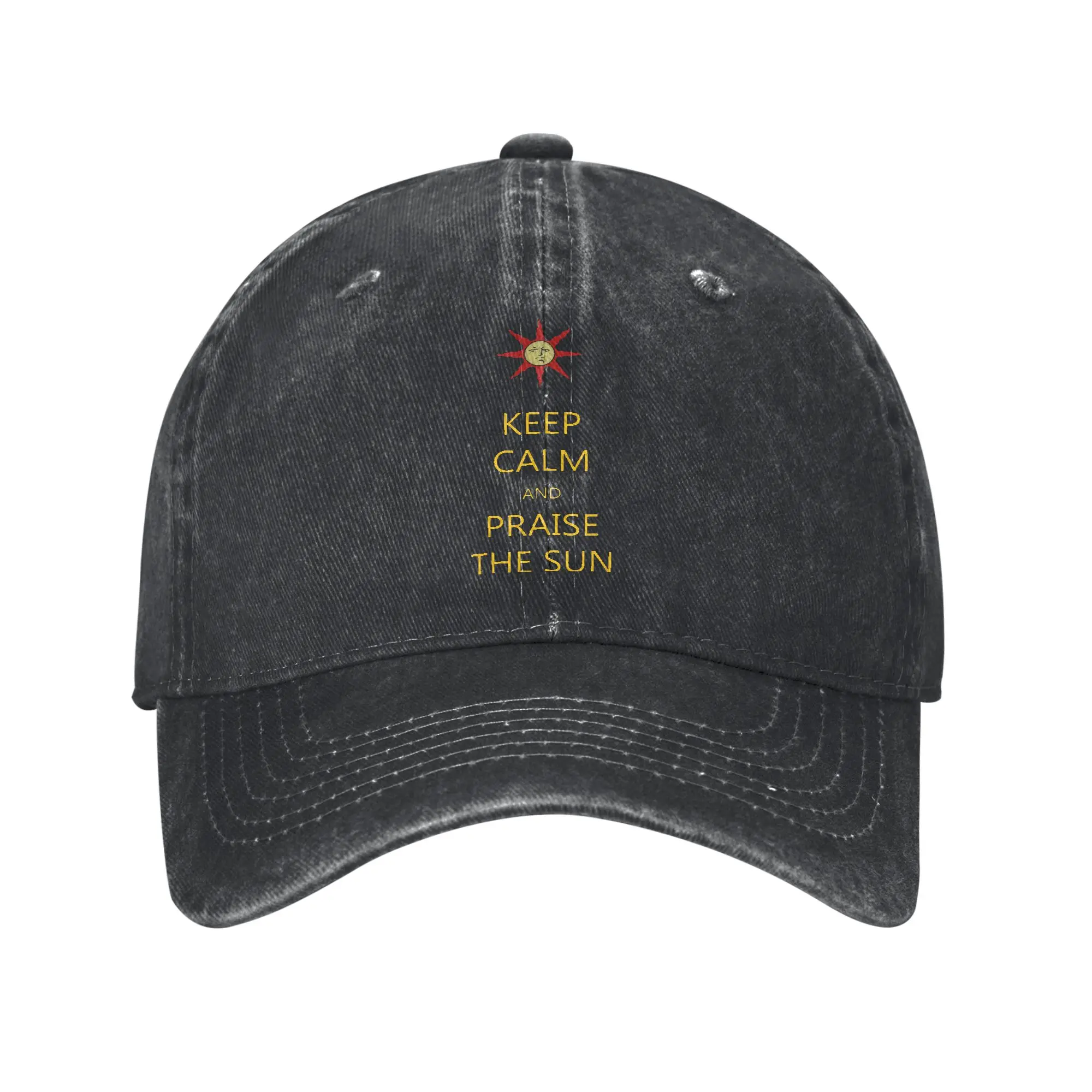 Men Women  Dark Souls Praise The Sun  Print Hat Casual Distressed Denim  Baseball Cap Adjustable