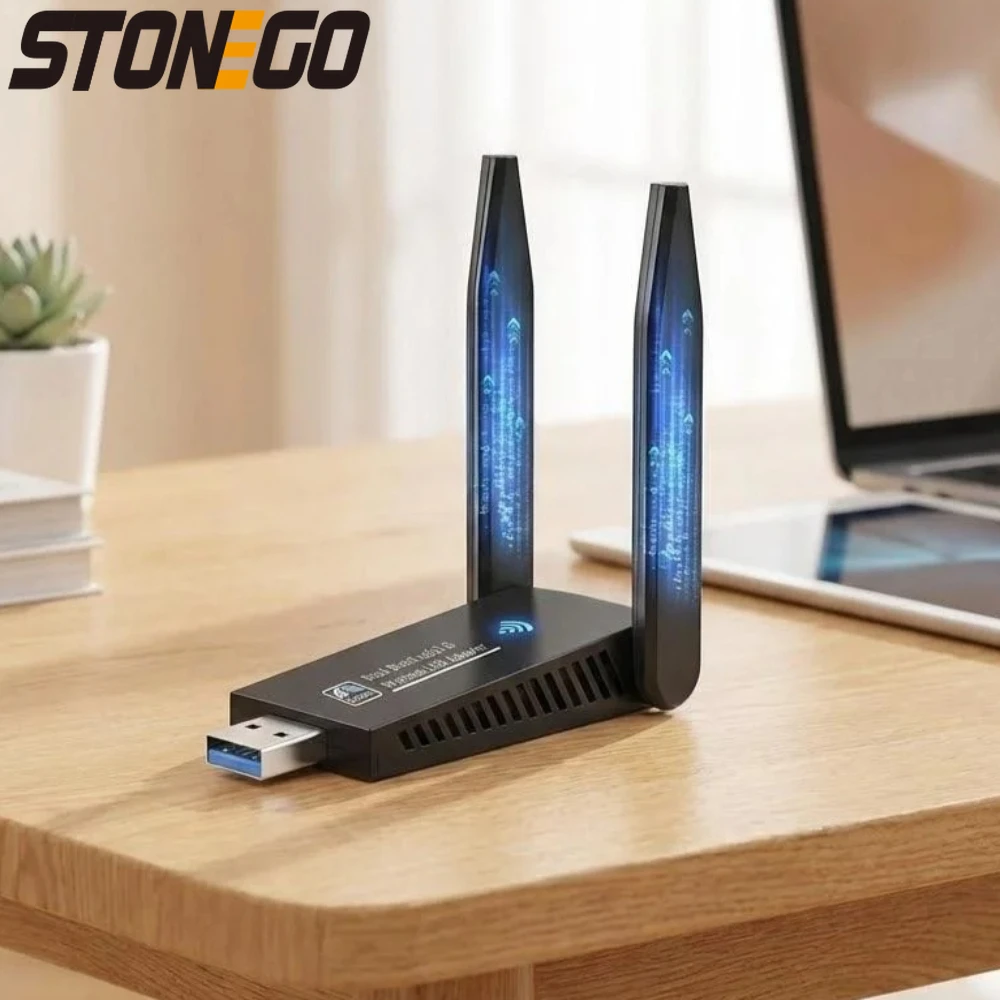 High Gain 1300Mbps USB WiFi Dongle Dual Band 5GHz 2.4GHz Adapter PC Windows 11 10 8 7 Vista XP
