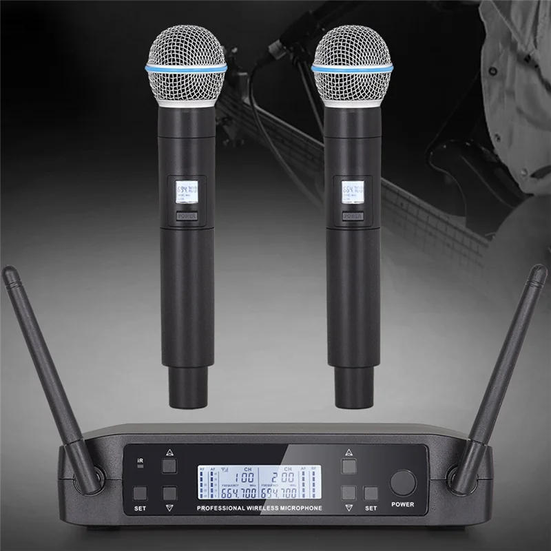 Wireless Microphone GLXD4 Professional UHF System Handheld Mic for Stage Speech Wedding Show Band Party Church-US Plug