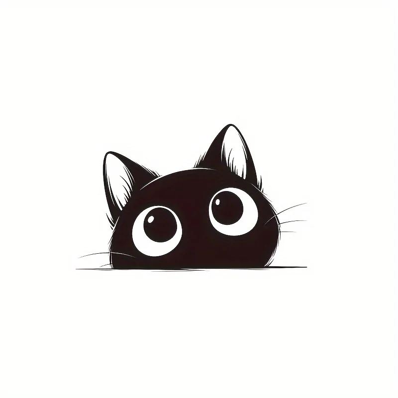 A Sticker of a Black Cat Peeking, Suitable for Cars, Motorcycles, Laptops, Helmets, Refrigerators, Scooters, And Fishing Boats