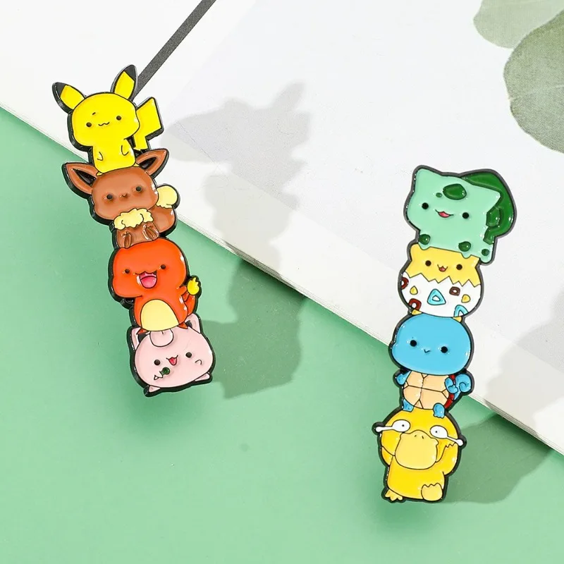 Pokemon Cartoon Brooch Anime Action Figure Pikachu Charmander Squirtle Jigglypuff Kids Toys Clothings Decoration Birthdays Gifts