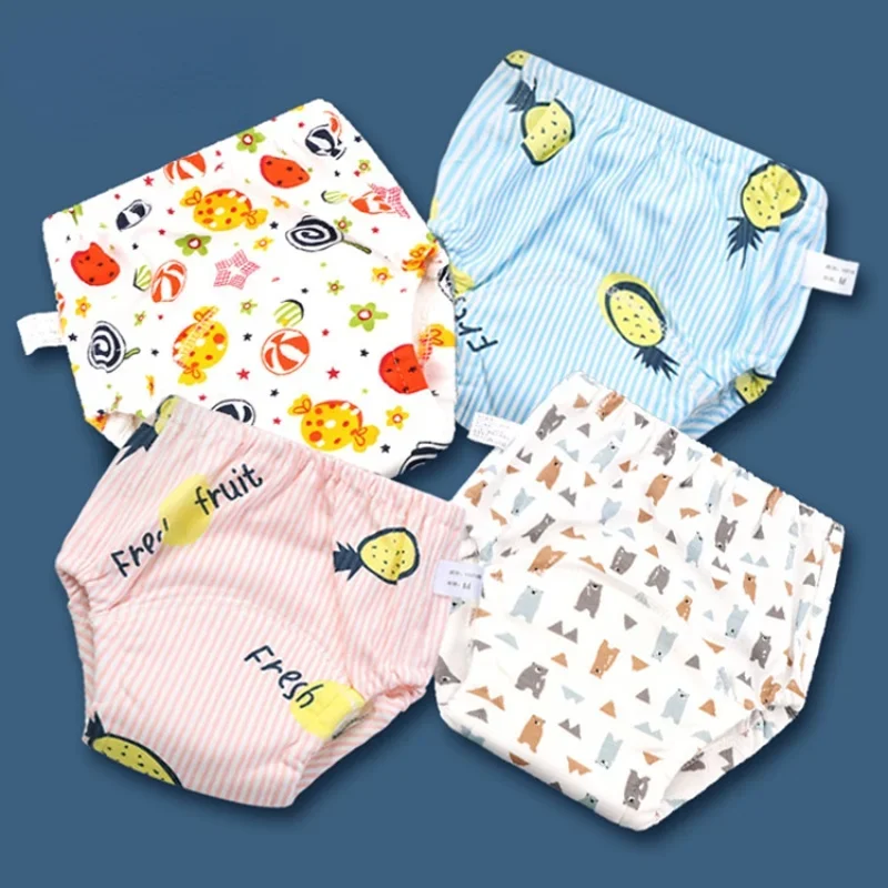 Couches réutilisables en coton imperméable pour bébé, 6 couches, shorts d\'entraînement respirants, sous-vêtements, pantalons de gril