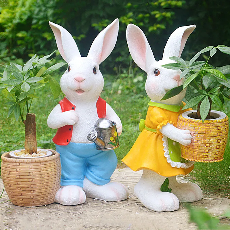 Cartoon Rabbit Flowerpot Hotel Kindergarten Decoration Potted Decoration Garden Courtyard Flowerpot Decoration Craft Gift