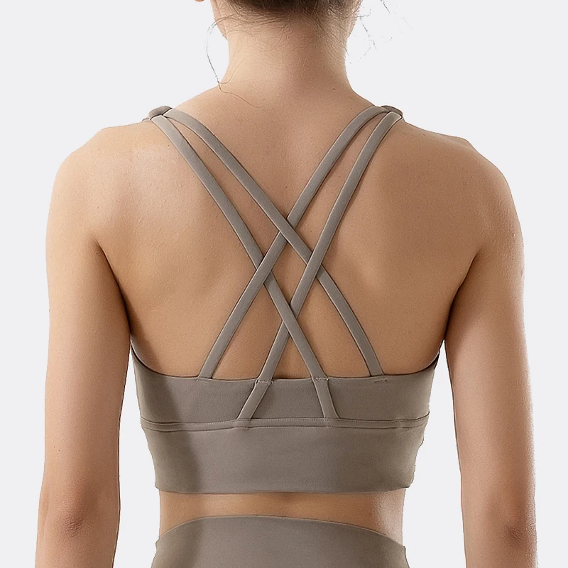 SOISOU Nylon Top Women Bra Sexy Top Woman Breathable Underwear Women Fitness Yoga Sports Bra For Women Gym 30 Colors image 3