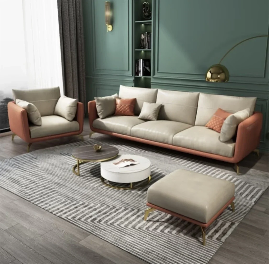 Modern Living Room Sofa Set for Hotel Villa Warehouse Bedrooms Filled Sponge Upholstered Velvet Plastic Legs