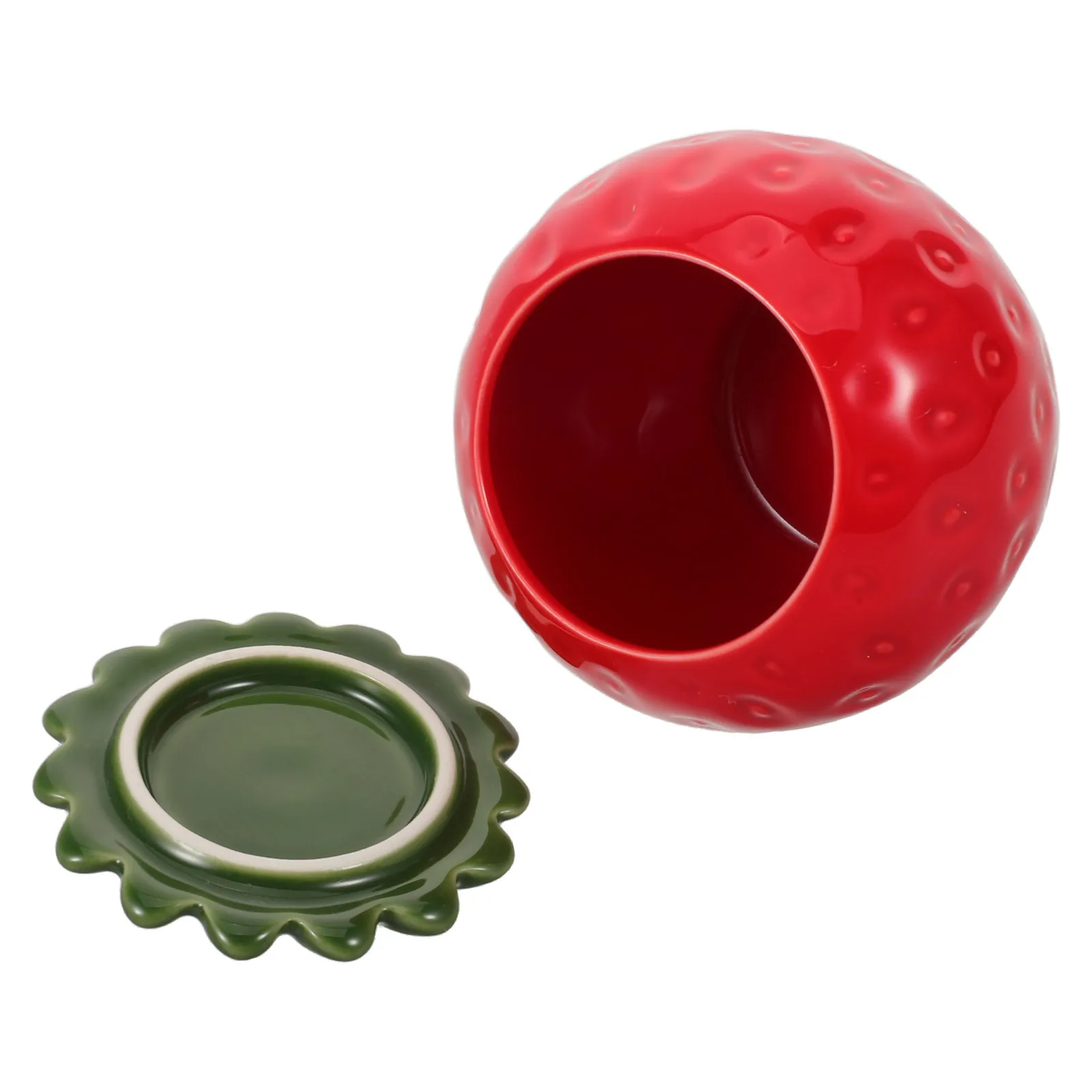 

Strawberry Ceramic Storage Jar Red Airtight Lid Kitchen Countertop Cookie Biscuit Spice Container Food Storage Jar