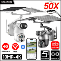 4K 50X Optical Zoom Dual Lens Solar Camera 10MP 4G Sim Card PTZ Surveillance WIFI Outdoor Security Humanoid Tracking CCTV IP Cam