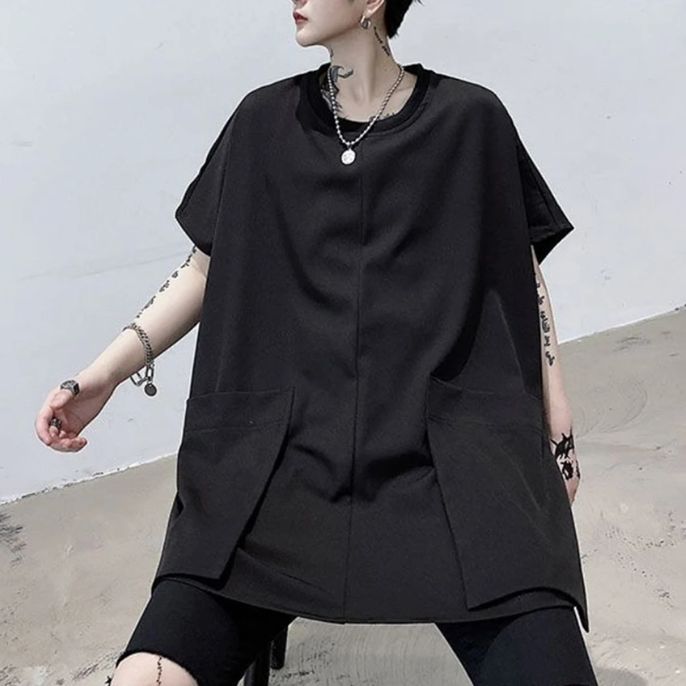XS-5XL Summer New Men's Solid Color Pocket Short-Sleeve T-Shirt American Retro Fashion Trend Casual Simple Loose Niche Men's Top