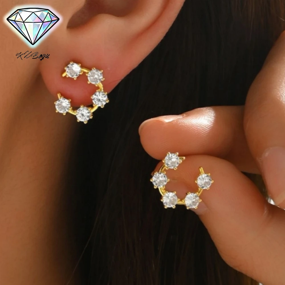 

2CT круглые серьги-гвоздики с муассанитом для женщин, полукруглые серьги с открытыми бриллиантами, сертификат из стерлингового серебра S925, ювелирные изделия