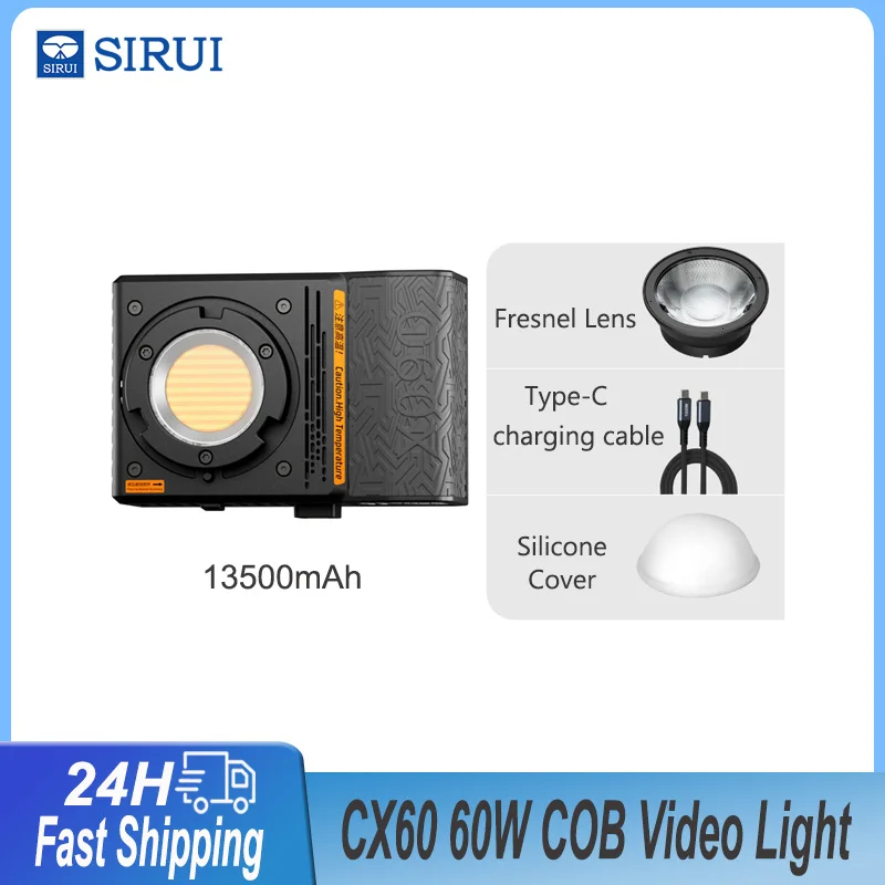 Sirui c60x portátil led luz de vídeo cob bi-color fotografia luz 2500k-6500k para streaming ao vivo portátil luz de tiro ao ar livre