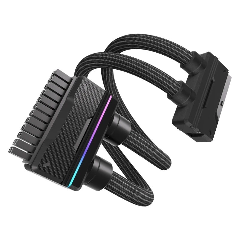 Y1UB Double-Tube Design 24Pin Power Extension Cable With ARGB Lighting For Clean Cable Management