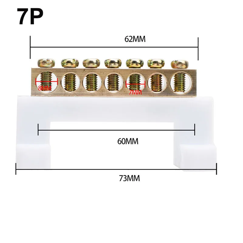 Zero line terminals High Bridge Type Copper Row Grounding Large Current 5/7/10pin Distribution Cabinet Screws Neutral Terminal
