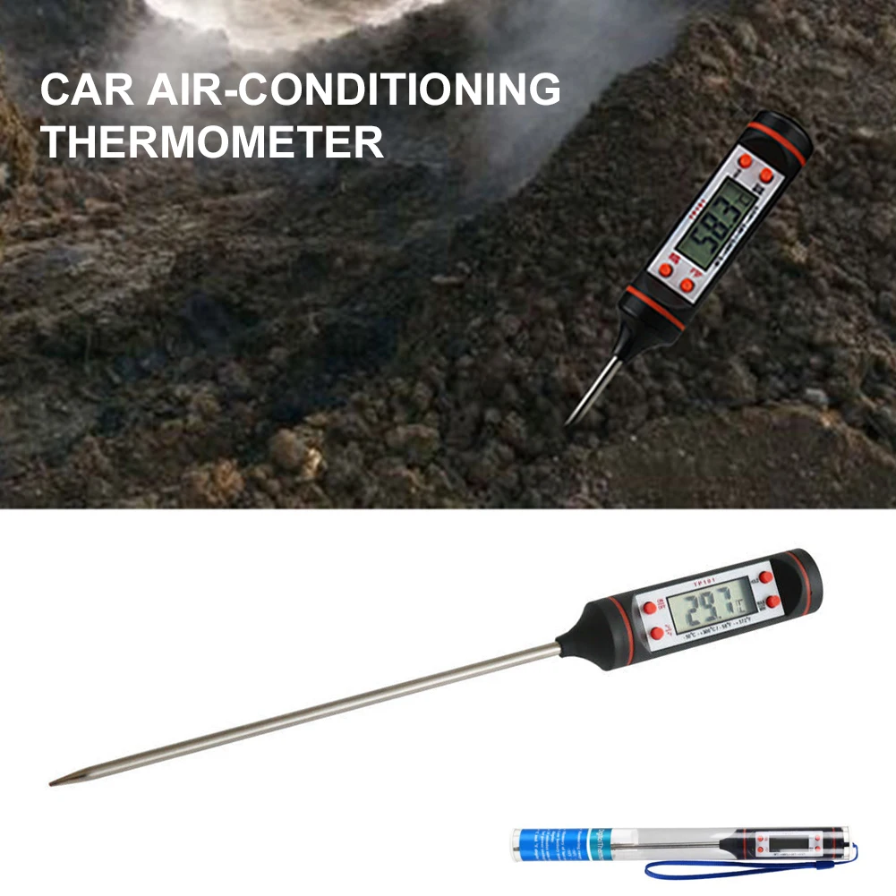 -50-300°C Car Air Condition Outlet Thermometer with Long Probe Big LCD Display Digital Electronic Temperature Gauge Check Tool