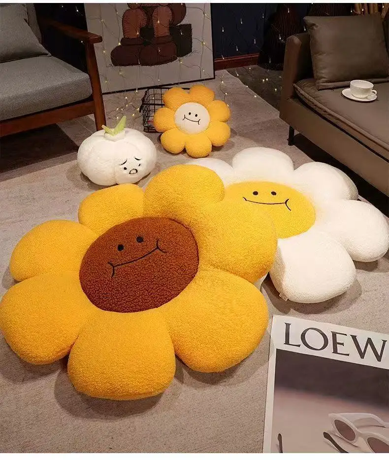 Sonnenblumen-Kissen für Sofa, Wohnzimmer, Boden, Blumenfenster, Blütenblatt-Rückenlehne, Luxuriöses Kopfteil-Kissen, Kindersitzkissen – Detail 5