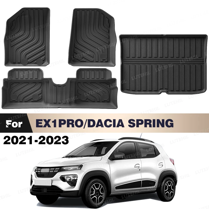 

LUTEHIL для EX1PRO/DACIA SPRING 2021-2023 2022, всепогодный напольный коврик из ТПЭ на заказ, коврик для багажника, ковер, автомобильные аксессуары для интерьера