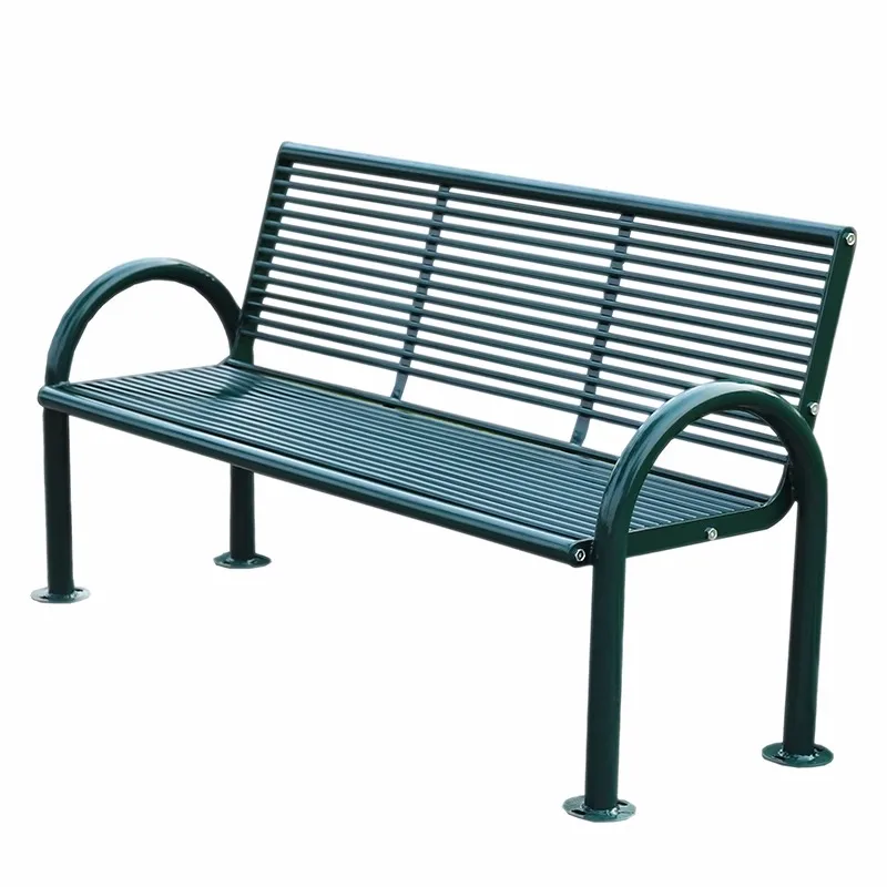 

Modern Outdoor Metal Chair with Double Backrest Square Park Bench for Community Leisure Entry Patio Gym Mall Hospital