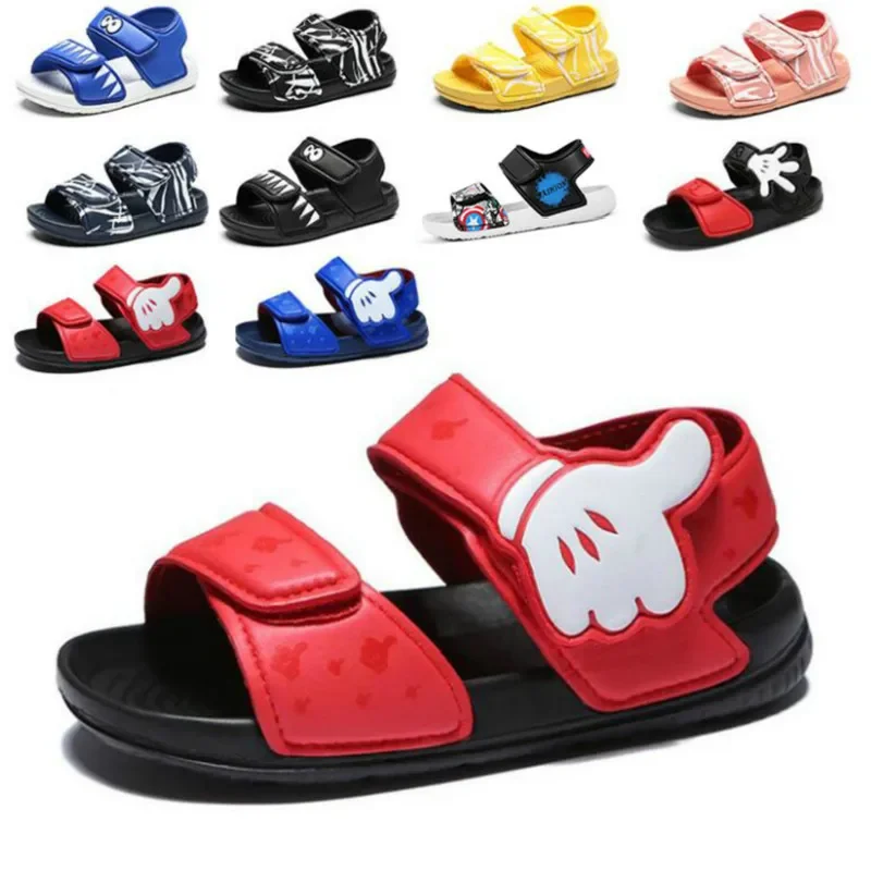 New Baby Girls Summer Shoes Sandals Spider Man Cartoon Mickey Mouse Non Slip Beach Shoes Kids Boys Children Breathable Slippers