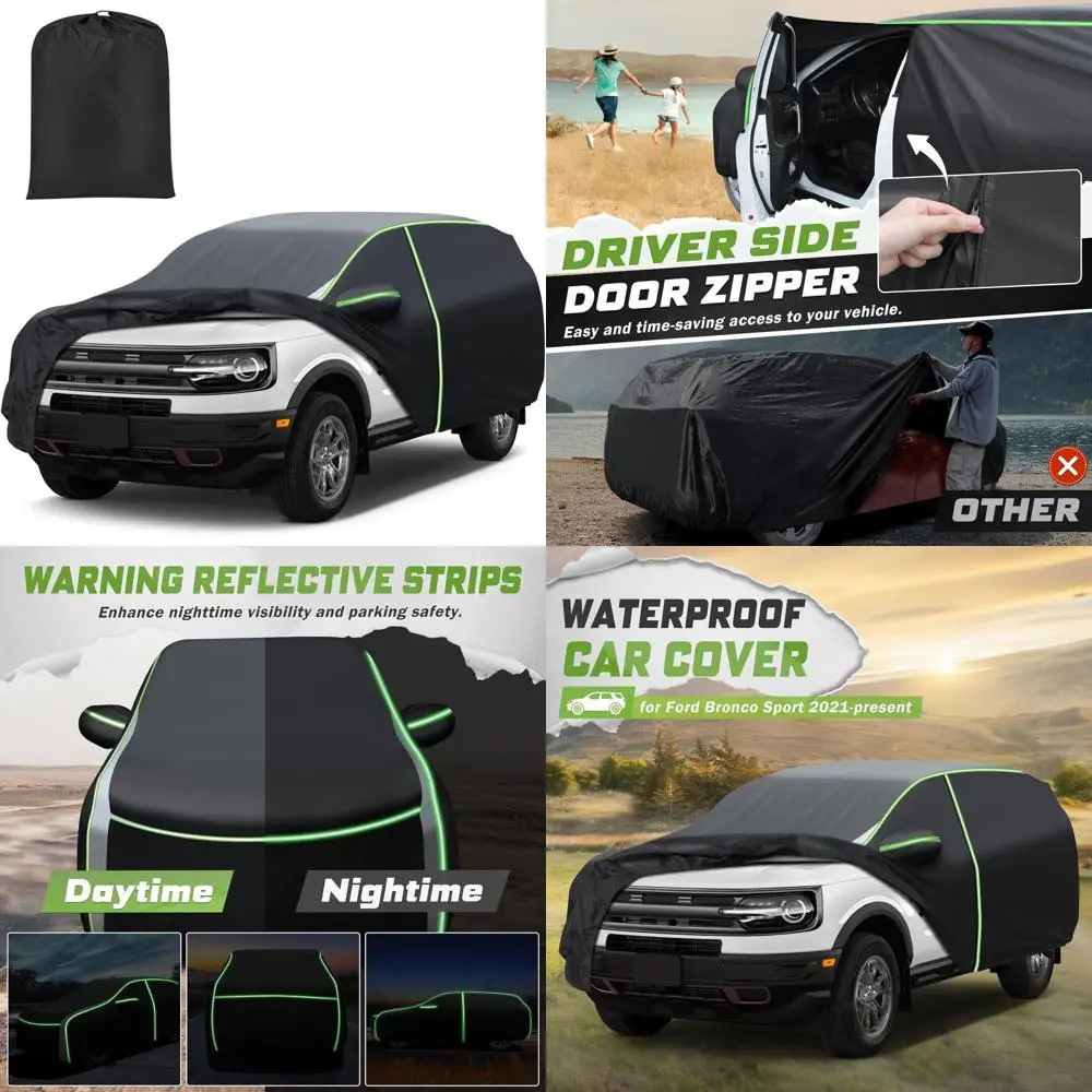 

All-Weather 7-Layer Car Cover for 2021-2026 Bronco Sport, Waterproof Outdoor Cover with Zippered Door and Reflective Strips