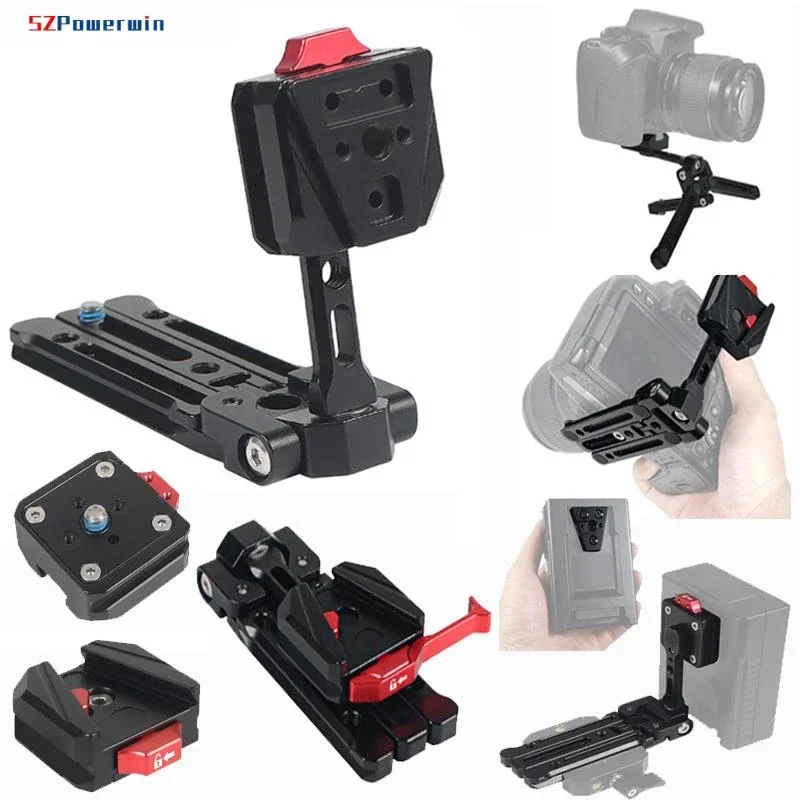 SZPowerwin V-Lock Battery Mount Plate Clamp Quick Release 360° Angle Adjustment For ARCA Tripod DSLR Camera Power Supply Bracket