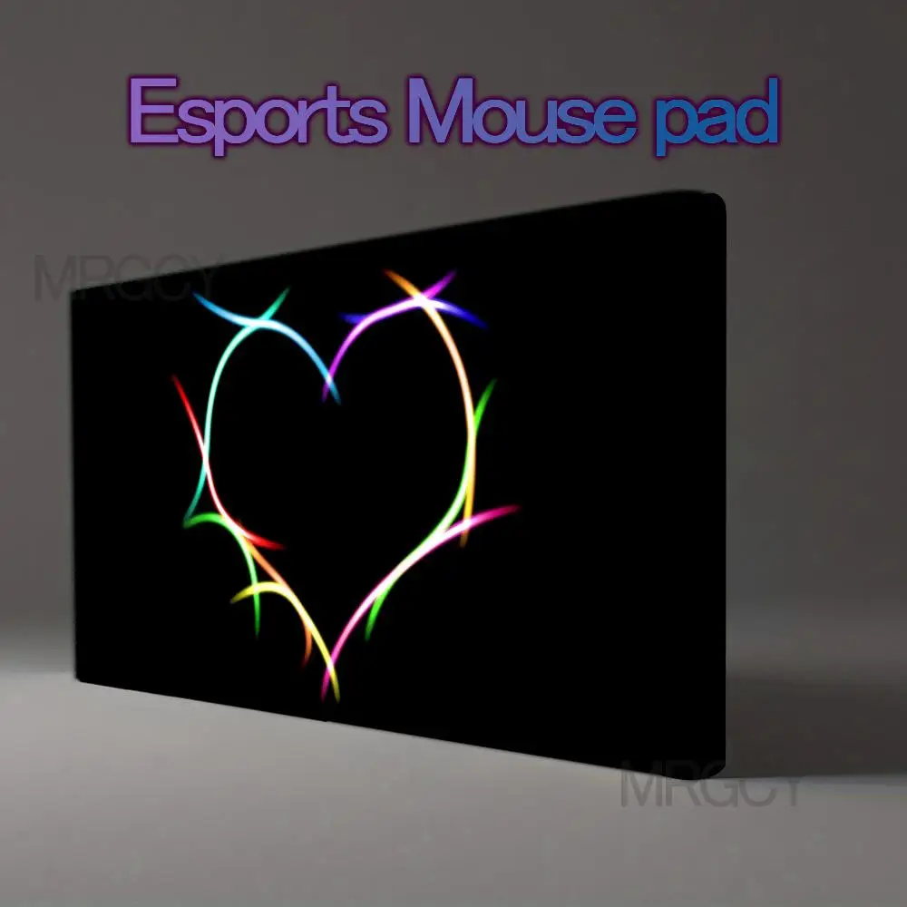 XL Neon‑glow Colorful Heart Gaming Mouse Pad Stable Non‑Slip Rubber Base Stylish  escritorio accesorios gaming room decoration