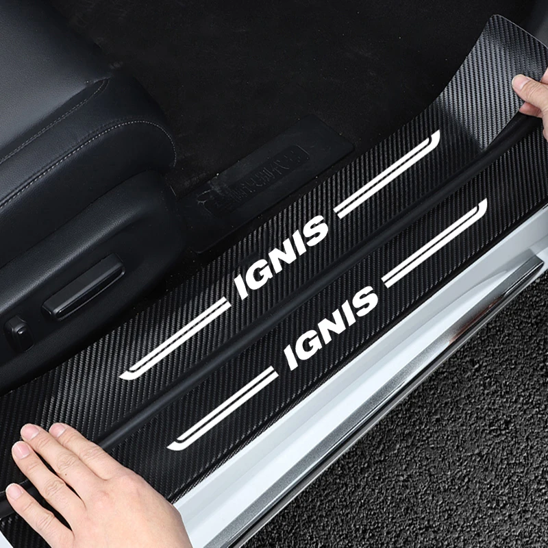 Car Front Rear Door Threshold Sill Stickers for Suzuki IGNIS Logo 2023 Trunk Bumper Protect Plate Anti Scratch Trim Accessories