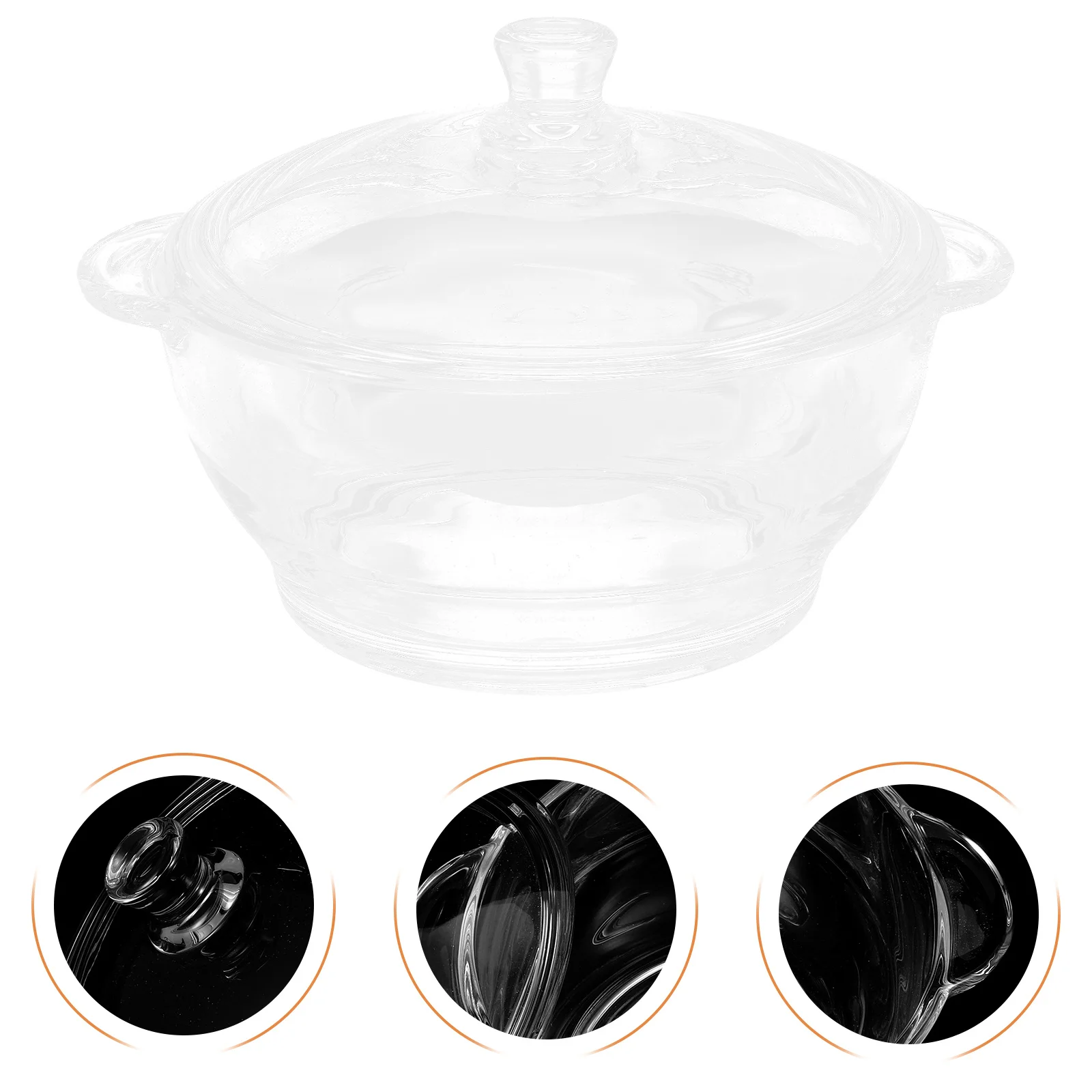 

Wear-Resistant Glass Stew Pot Cover Double Ear Noodle Ramen Bowl 2.5L Heat Resistant Kitchen Cookware Multipurpose Stewing Pot
