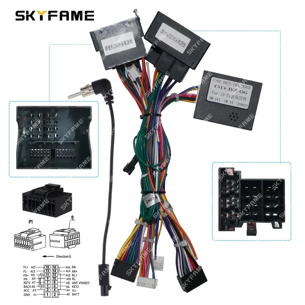 SKYFAME Car Wiring Harness Adapter Canbus Box Decoder Android Radio Power Cable For Benz Sprinter W907 910