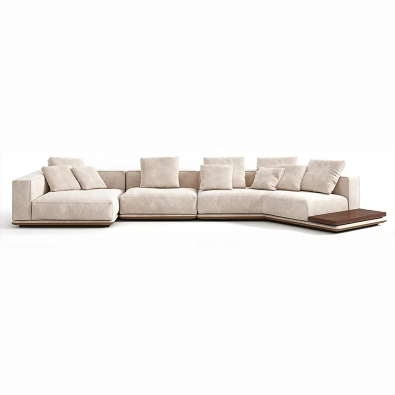 

Italian minimalist horizon sofa simple large apartment living room villa corner cotton and linen fabric