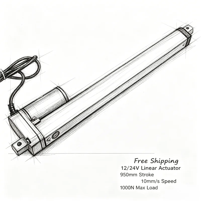 12V Electric Linear Actuator 950mm Stroke 10mm/s Speed 1000N/225LBS Max Load - Industrial Strength Actuators for Home Projects