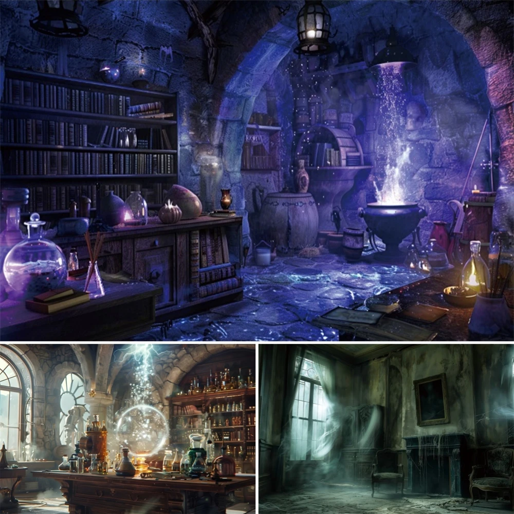 

Disused Room Backgrounds Photographs Abandoned Library Book Horror Magic Halloween Scene Decor Photography Backdrop