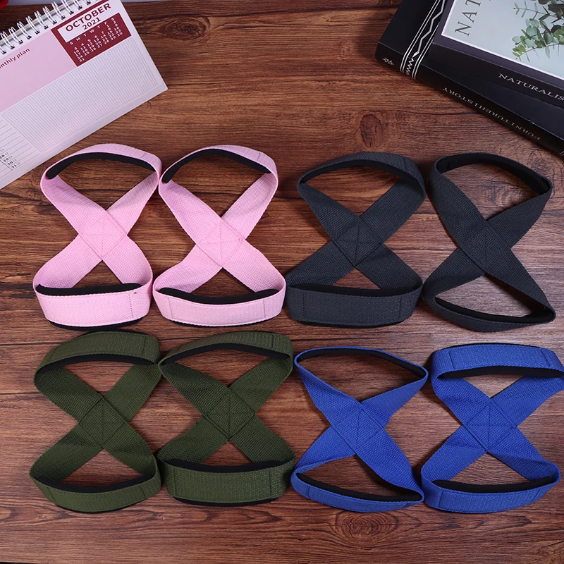 2 قطعة الشكل 8 أشرطة رفع مبطنة للرفع المميت ودعم المعصم السحب مع قبضة مضادة للانزلاق ، أشرطة رياضية لرفع الأثقال لتدريب الأثقال #1