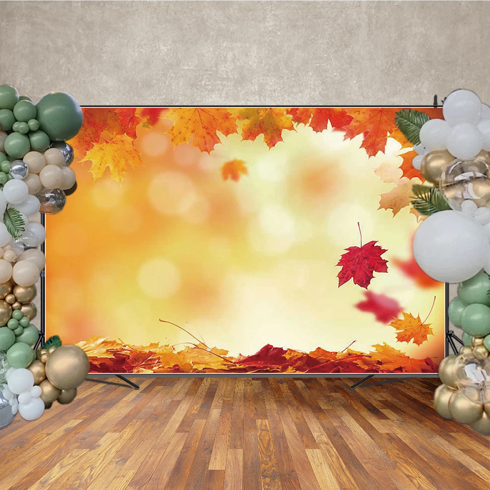 MOON.QG الخريف الشكر الخريف التصوير خوخه أوراق القيقب الذهبي بريق ضوء لامع المنتج صورة خلفية خلفية