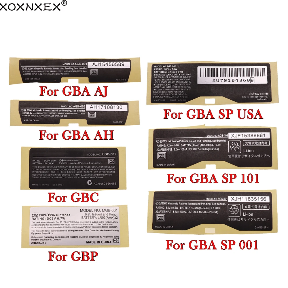 2 pezzi di ricambio per adesivi per etichette nuove per Gameboy Advance SP Color per Console di gioco GBA GBA SP GBC .20