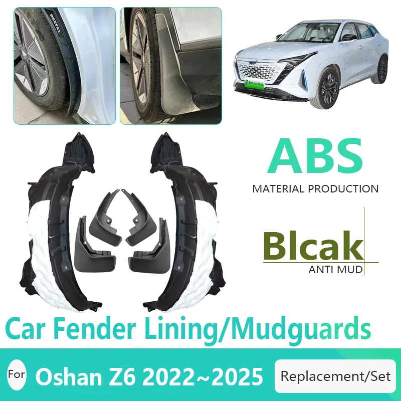 Car Mud Guards For Changan Oshan Z6 2022 2023 2024 2025 Antifreeze Mudguard ABS Black Mudflaps Mud Guard Fender Auto Accessories