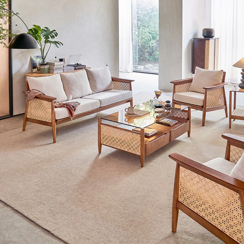 Sofa aus massivem Rattan