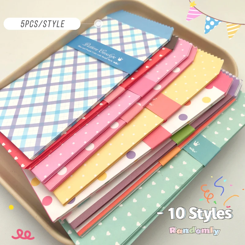 5PCS/Style Candy Color Envelope Kawaii Paper Envelopes Cute Wedding Invitation Blessing Envelope Cute Envelope Small Gift New