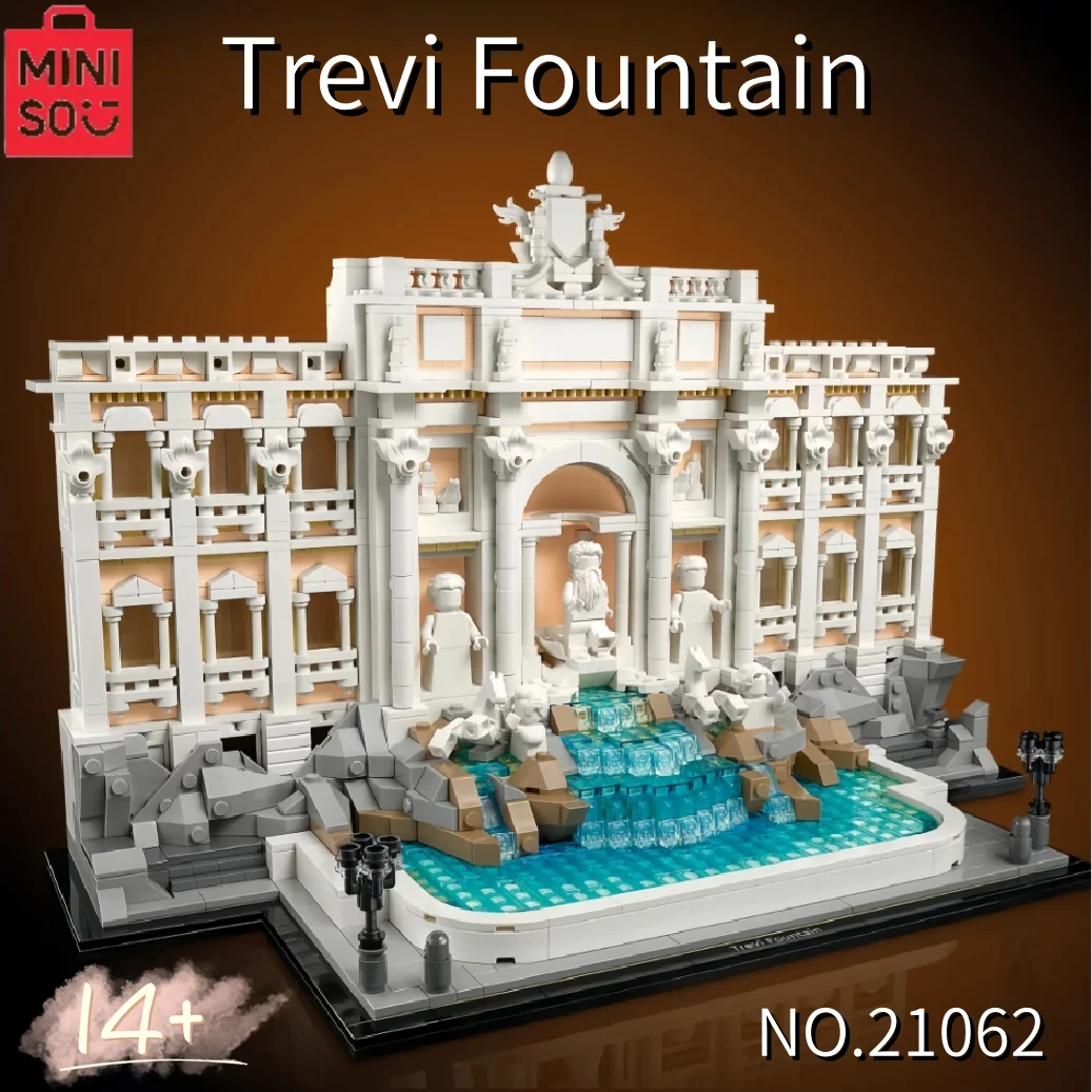1880 Uds. MINISO arquitectura de Disney Trevi 21062 Kit de modelo de fuente icónico Italia punto de referencia romano juguetes de bloques de construcción regalo de cumpleaños